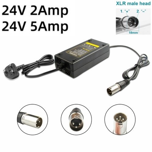 24v xlr charger - 2a/5a, for